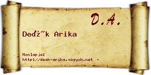 Deák Arika névjegykártya
